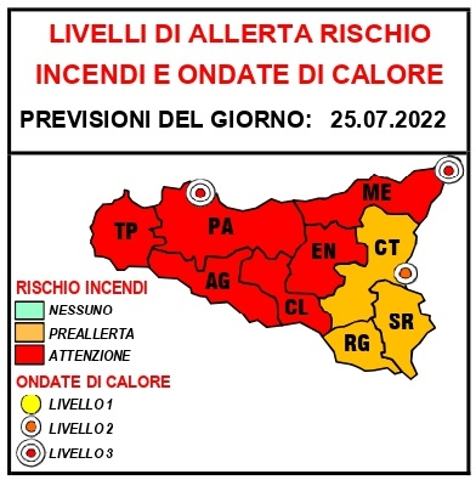 AVVISO PROTEZIONE CIVILE - RISCHIO INCENDI E ONDATE DI CALORE 25.07.22
